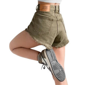 Urban Outfitters BDG Cheeky Distressed Denim Olive Green Shorts Size 26‎